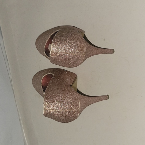 BAKERS Rose Gold Glitter Heels Sparkly Party Shoes Stiletto Pumps Designer party - Picture 3 of 7